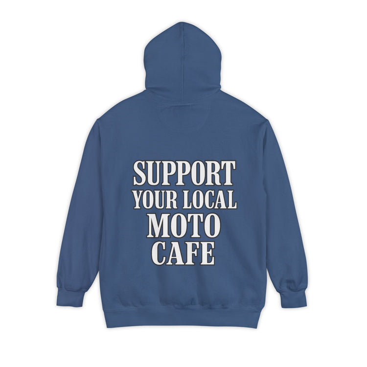 'Support Your Local Moto Café' Graphic Hoodie