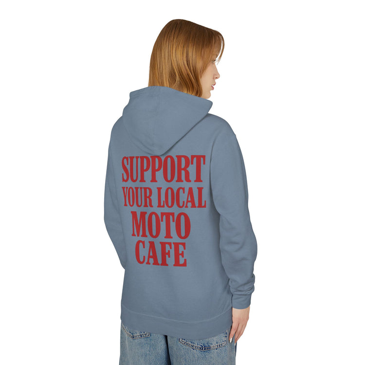 Unisex Lightweight Hooded Sweatshirt with Moto Cafe Design