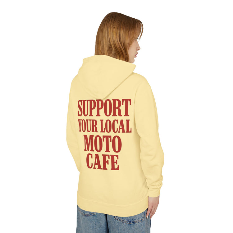 Unisex Lightweight Hooded Sweatshirt with Moto Cafe Design
