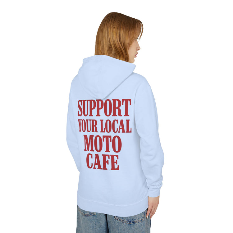 Unisex Lightweight Hooded Sweatshirt with Moto Cafe Design