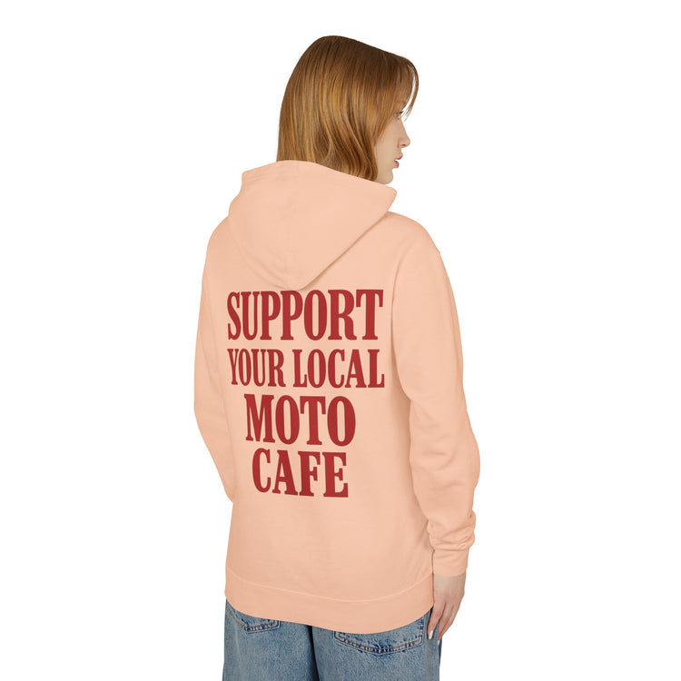 Unisex Lightweight Hooded Sweatshirt with Moto Cafe Design