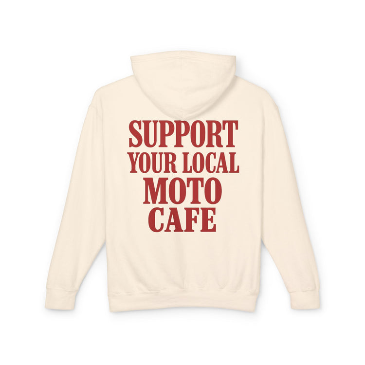 Unisex Lightweight Hooded Sweatshirt with Moto Cafe Design