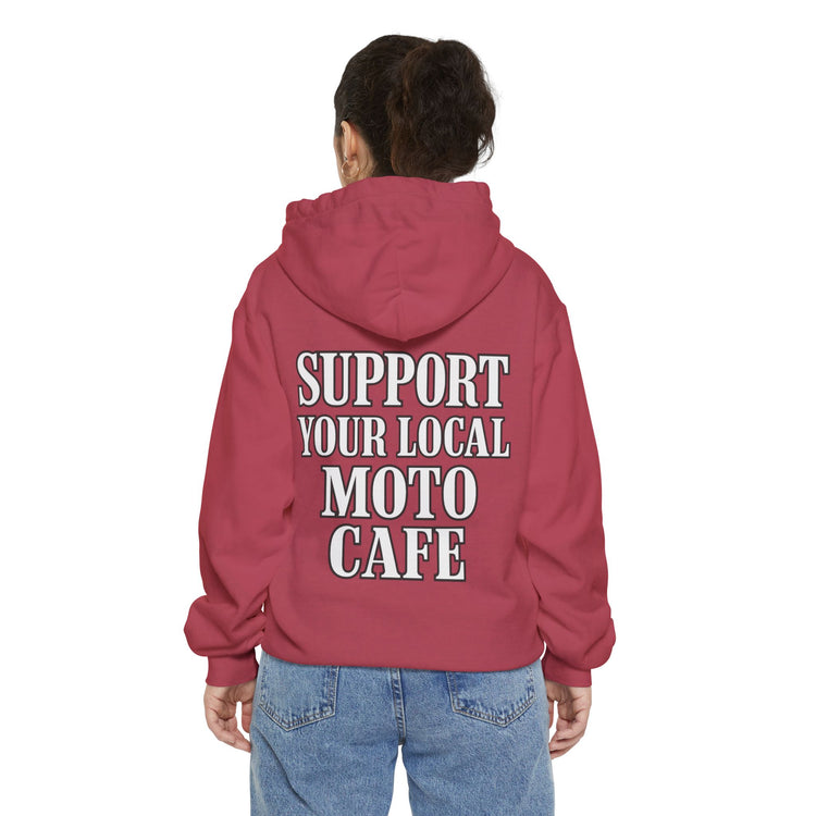 'Support Your Local Moto Café' Graphic Hoodie