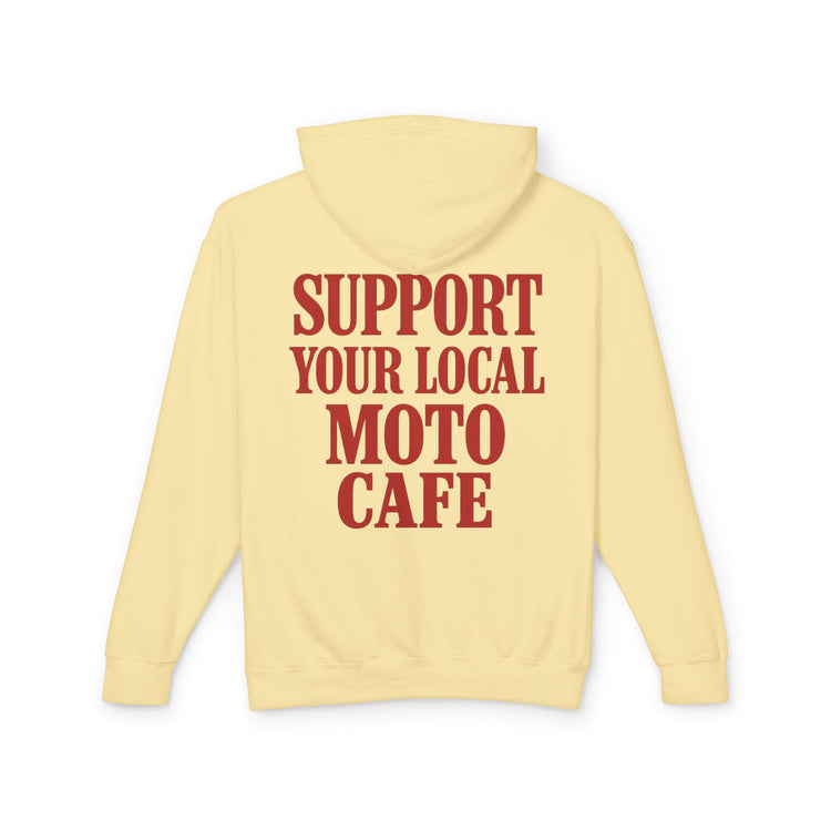 Unisex Lightweight Hooded Sweatshirt with Moto Cafe Design