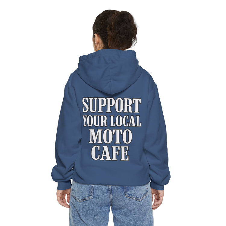 'Support Your Local Moto Café' Graphic Hoodie
