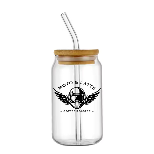 Moto Latte Roaster Coffee Beer Glass Can 16oz