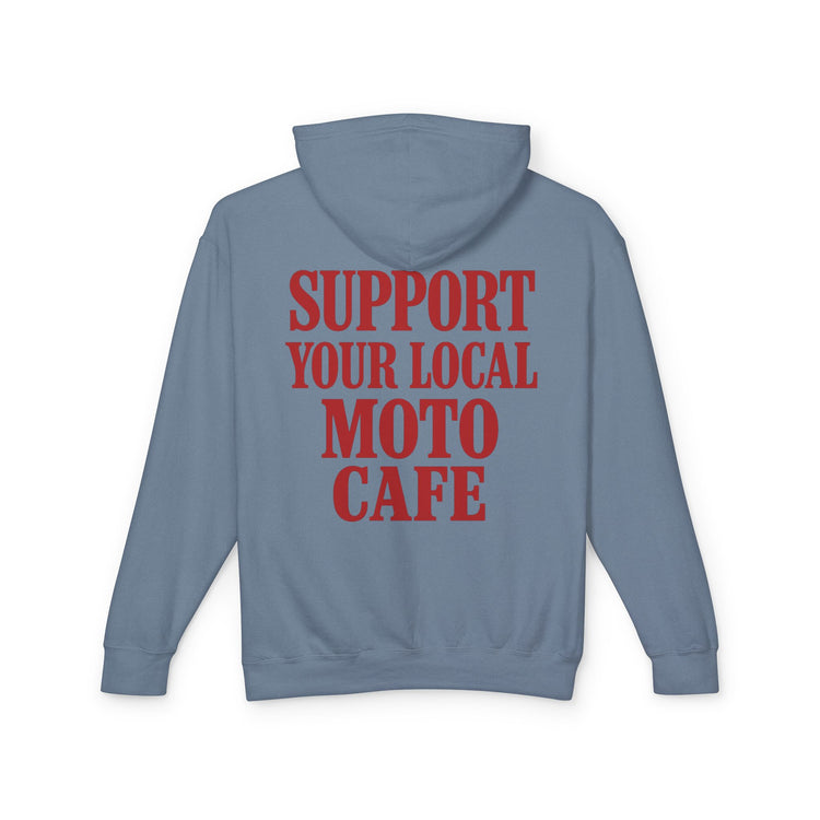 Unisex Lightweight Hooded Sweatshirt with Moto Cafe Design