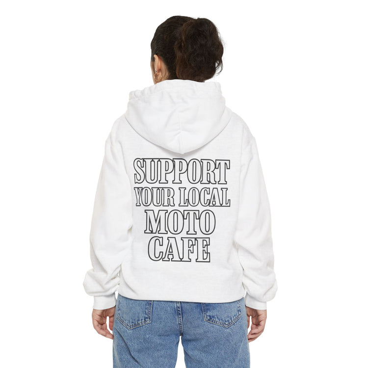 'Support Your Local Moto Café' Graphic Hoodie