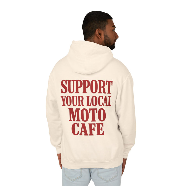 Unisex Lightweight Hooded Sweatshirt with Moto Cafe Design