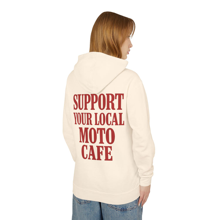 Unisex Lightweight Hooded Sweatshirt with Moto Cafe Design