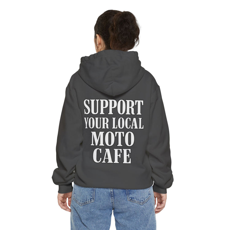 'Support Your Local Moto Café' Graphic Hoodie
