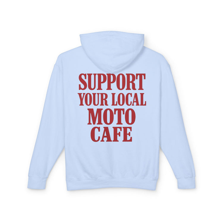 Unisex Lightweight Hooded Sweatshirt with Moto Cafe Design